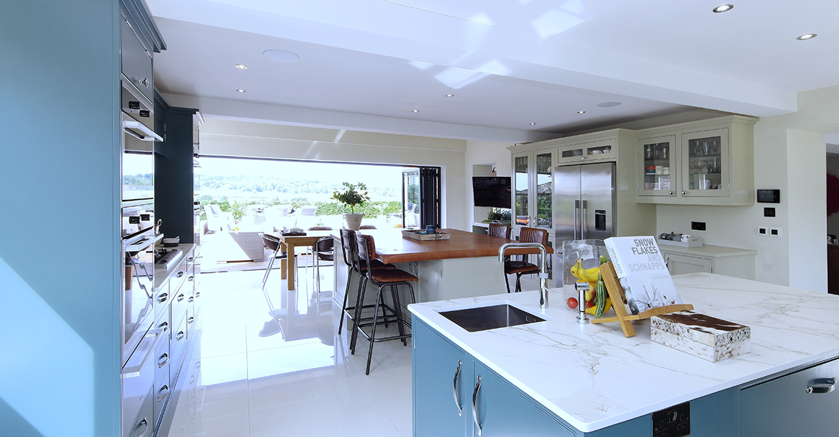 ichira blue and cornforth white hand painted kitchen